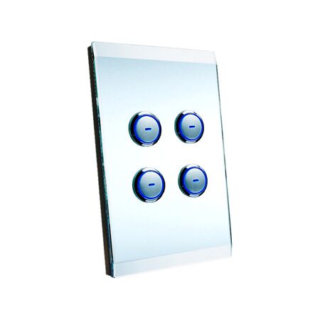 C-Bus Control and Management System, Glass Fascia, 4 Gang, Saturn Series, Rectangular - Glass Finish