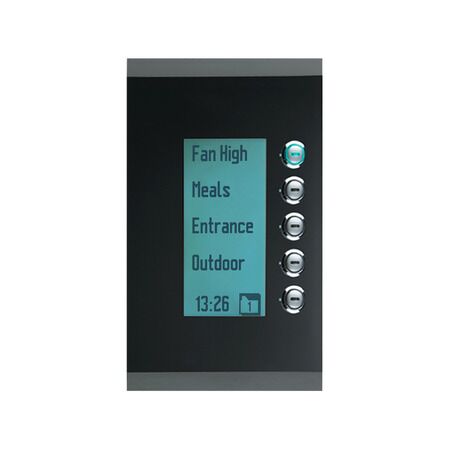 C-Bus Control and Management System, Fascia with Grid, Saturn Series, Rectangular, 5 Gang - Black