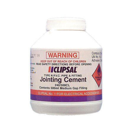 Clipsal - Cable Management, PVC Medium Gap Filling Clear Cement, 500ml Bottle with Brush