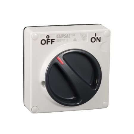Clipsal - 56 Series, Surface Switch, PVC IP66 1 Gang 10A Less Enclosure - Resistant White Electric