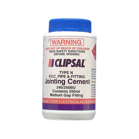 Clipsal - Cable Management, PVC Medium Gap Filling Blue Cement, 250ml Bottle with Brush