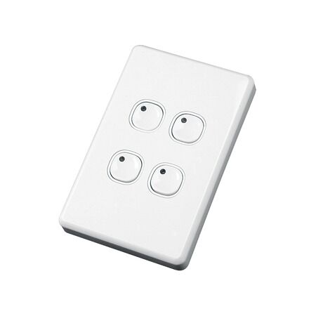 C-Bus Control and Management System, Plastic Plate Wall Switches, 4 Button - White Electric