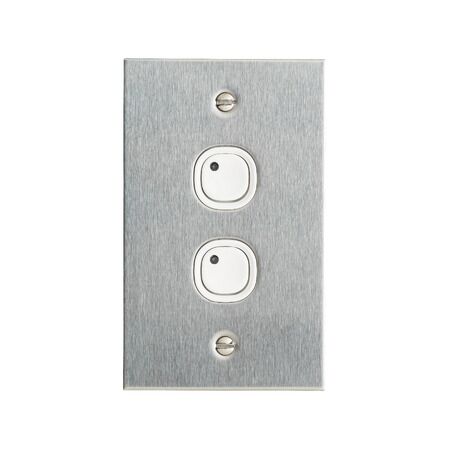 C-Bus Control and Management System, Flat Plate, Key Input, 2 Gang, B Style, Learn Enabled, Stainless Steel - White Electric