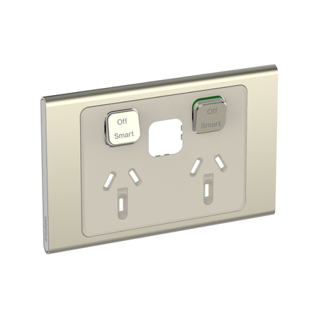 Clipsal Iconic, Styl Skin Connected Socket, Wiser, Horizontal Twin - Crowne