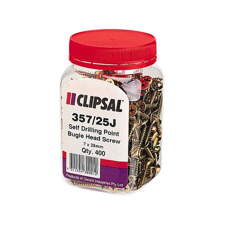 Clipsal - General Accessories, Bugle Head, Self Drilling Point, 7 X 25mm, Jar 400
