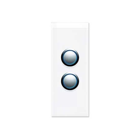 Saturn Series, push-button Switch LED Architrave, 2 Gang, 250V, 16AX/20A - Pure White