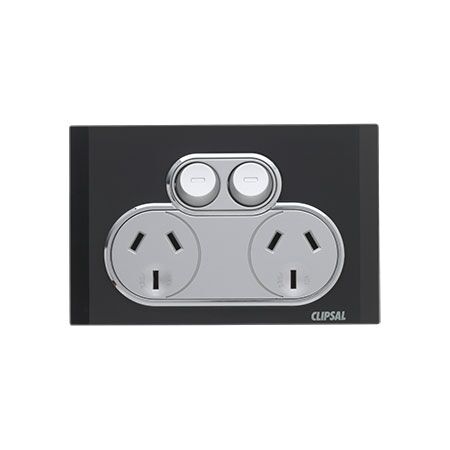 Saturn Series, Double Switch Power Point, 250V, 10A - Espresso Black