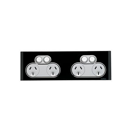 Saturn Series, Quad Switch Power Point, 250V, 10A - Espresso Black