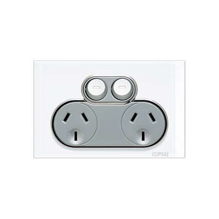 Saturn Series, Double Switch Power Point, 250V, 10A - Pure White