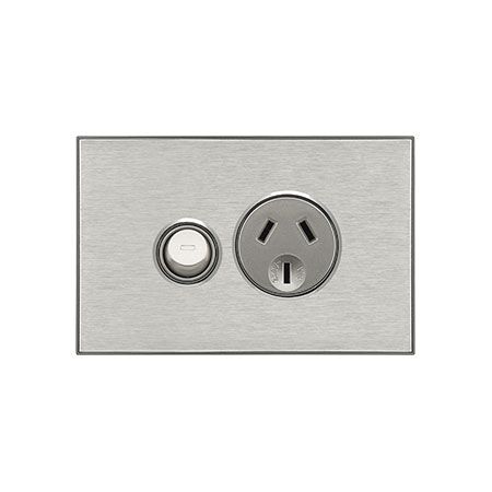 Saturn Series, Single Switch Power Point, 250V, 10A - Horizon Silver