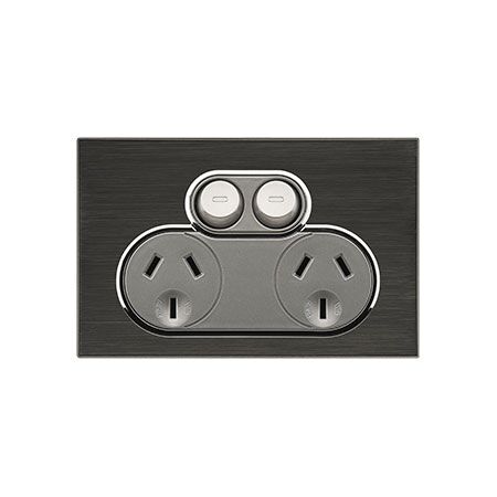 Saturn Series, Double Switch Power Point, 250V, 10A - Horizon Black