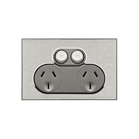 Saturn Series, Double Switch Power Point, 250V, 10A - Horizon Silver