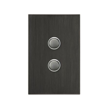 Saturn Series, push-button Switch, 2 Gang - Horizon Black