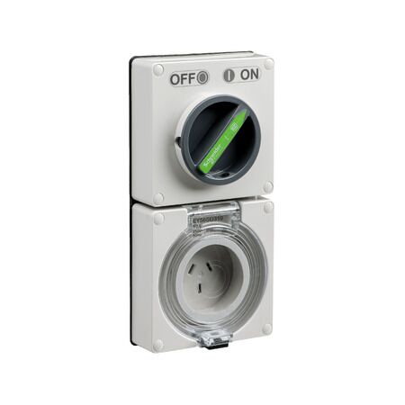 Easy56, Switched Socket, 3 Pin, 10A, 250V, Less Enclosure