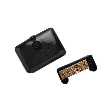 Clipsal - Max 4, Mini Neutral link, 100 A 500 V 5 hole with cover front wiring Black, Box of 10