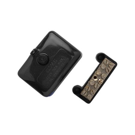 Clipsal - Max 4, Mini Neutral link, 110 A 500 V 6 hole with cover Black