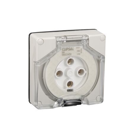 Clipsal - 56 Series, Socket Outlet, Surface 4 PIN Round 50A Less Enclosure - Grey