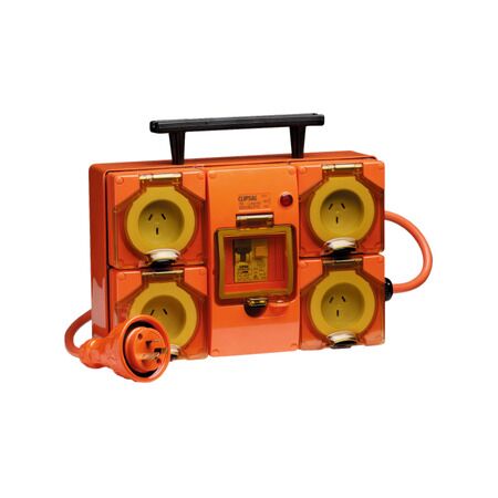 Clipsal - 56 Series, Socket Outlet, 250V, 10A, 30mA RCD, Portable RCD Protected - Resistant Orange