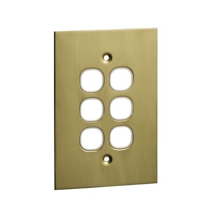 Metal Plate Series, Switch Grid Plate and Cover, 6 Gang, BBSL Style, Less Mechanism, Over Size - White Electric