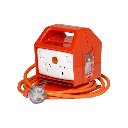 Medilec, Portable RCD/MCB Protected 4 Outlet, 10A 10mA - Electric Orange