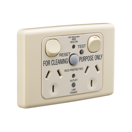 Medilec, Switched Socket, Twin 10A RCD 10mA - Beige