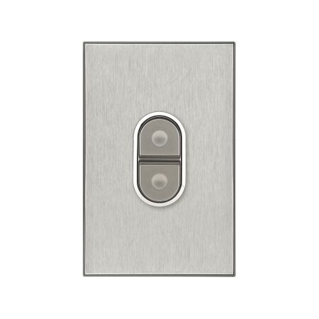 Saturn Series, Flush Switch, 1 Gang, 2 Pole, 415VAC, push-button - Horizon Silver