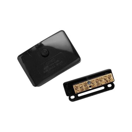 Clipsal - Max 4, Mini Neutral link, 100 A 500 V 8 hole with cover front wiring Black