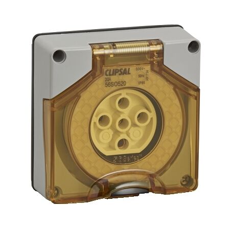Clipsal - 56 Series, Socket Outlet, Surface 5 PIN Round 20A Less Enclosure - Chemical Grey