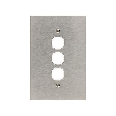 Metal Plate Series, Switch Grid Plate and Cover, 3 Gang, BSL Style, Less Mechanism, Over Size - White Electric