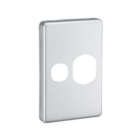 Classic C2000 Series, Socket Outlet Cover Plate, Vertical Mount for Single Switched Socket, Old Design - Brushed Aluminium