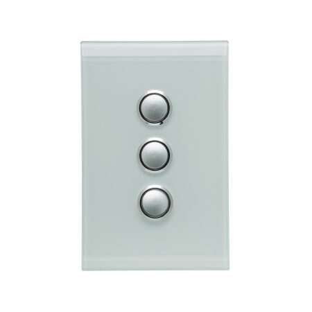 Saturn Series, push-button Switch, 3 Gang, 250V, 16AX/20A - Ocean Mist
