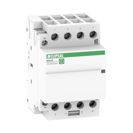 MAX9, Contactor, 4 NO, 63A, Ue=415VAC, Uc=240VAC, 3 Modules