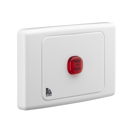 Medilec, Audible/Visual Alarm, 250VAC, 1 Gang, Horizontal - White Electric