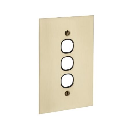 Metal Plate Series, Switch Grid Plate and Cover, 3 Gang, BBSL Style, Less Mechanism, Over Size - Black