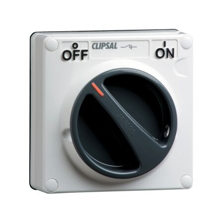 Clipsal - 56 Series, Surface Switch, IP66 1 Gang Double Pole 20A Less Enclosure - Resistant Orange