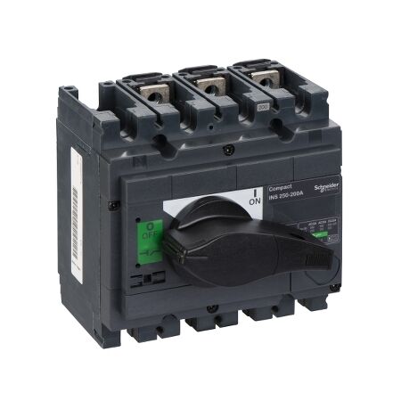 ComPact, Switch disconnector, Compact INS250-200 , 200 A, standard version with black rotary handle, 3 poles