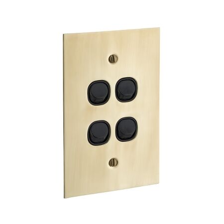 Metal Plate Series, Flush Switch, 4 Gang, 250VAC, 10A, Range, BBSL Style, Standard, Vert - White Electric