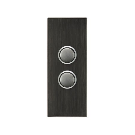 Saturn Series, push-button Switch LED Architrave, 2 Gang, 250V, 16AX/20A - Horizon Black