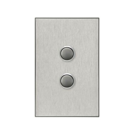 Saturn Series, push-button Switch LED, 2 Gang, 250V, 16AX/20A - Horizon Silver