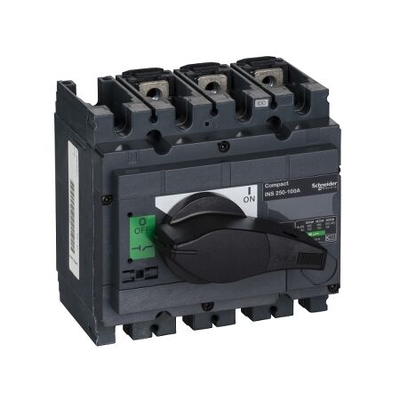 ComPact, Switch disconnector, Compact INS250-100 , 100 A, standard version with black rotary handle, 3 poles