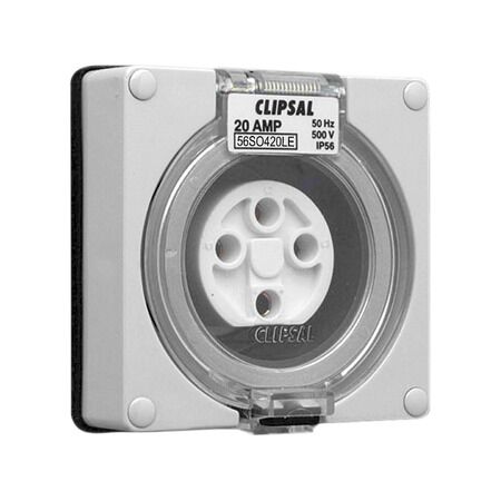 Clipsal - 56 Series, Socket Outlet, Surface 4 PIN Round 20A Less Enclosure - Grey