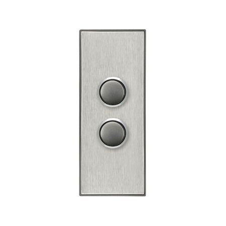 Saturn Series, push-button Switch LED Architrave, 2 Gang, 250V, 16AX/20A - Horizon Silver