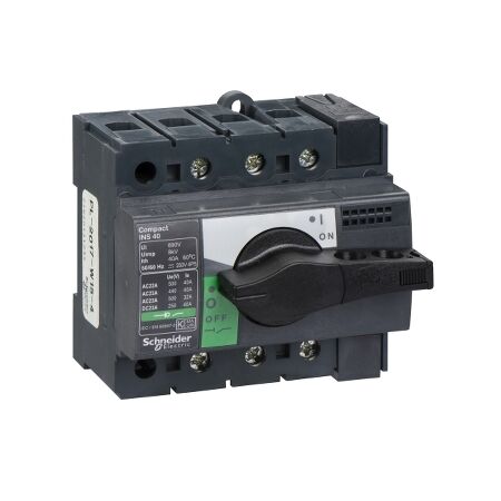 ComPact, Switch disconnector, Compact INS40 , 40 A, standard version with black rotary handle, 3 poles