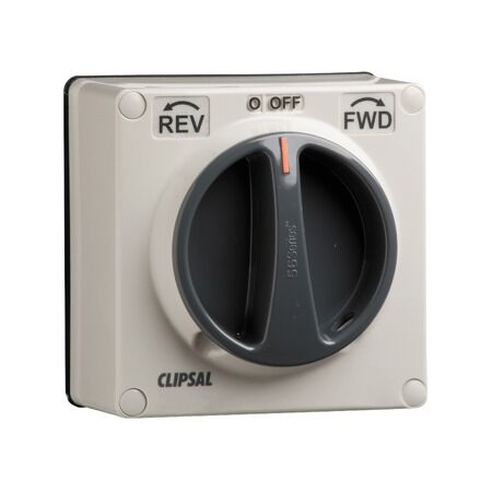 Clipsal - 56 Series, Surface Switch, 1 Gang 3 Pole 20A Reversing Less Enclosure - Grey