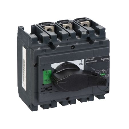 ComPact, Switch disconnector, Compact INS250-160, 160 A, standard version with black rotary handle, 3 poles
