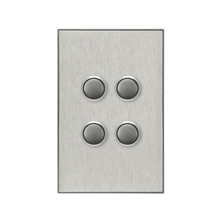 Saturn Series, push-button Switch, 4 Gang, 250V, 16AX/20A - Horizon Silver