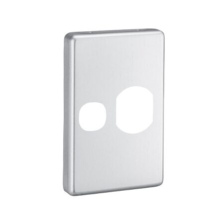 Classic C2000 Series, Socket Outlet Cover Plate, Vertical Mount for Single Switched Socket, New Design - Brushed Aluminium