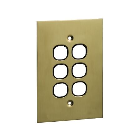 Metal Plate Series, Switch Grid Plate and Cover, 6 Gang, BBSL Style, Less Mechanism, Over Size - Black