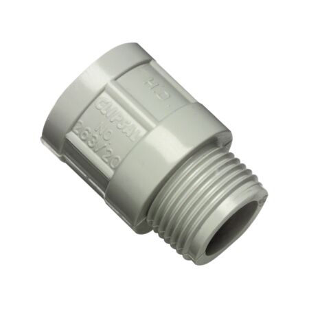 Clipsal - Cable Management, Adaptor, PVC, Plain to Screwed Conduit, 16mm - Grey
