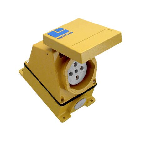 Metal Clad, Socket Outlet, 1 Gang, 63A, 500V, 5 Round Sockets